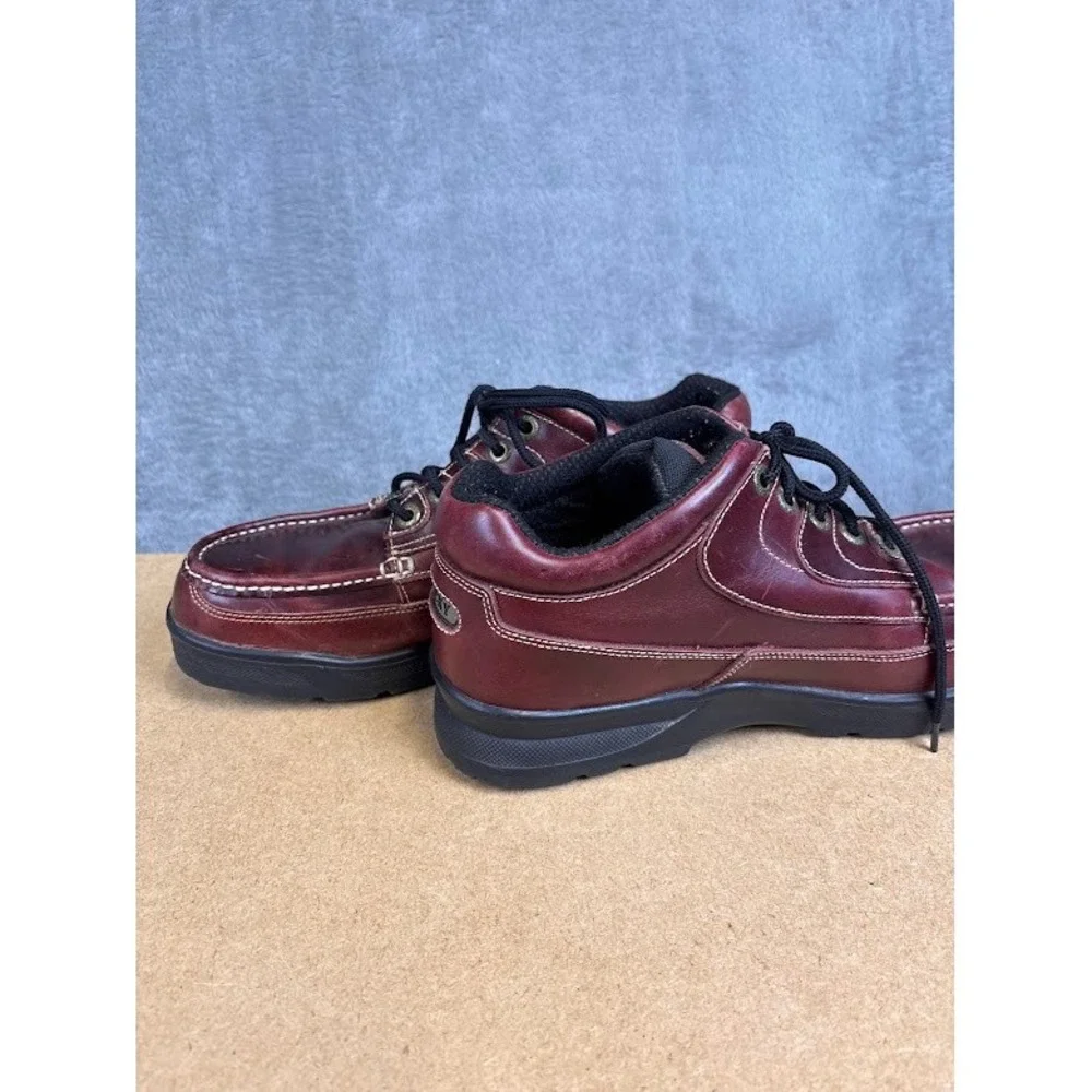 Rocky Mens 12M Burgundy Leather Work Oxford Shoes Lace Up Moc Toe Low Cut Chukka